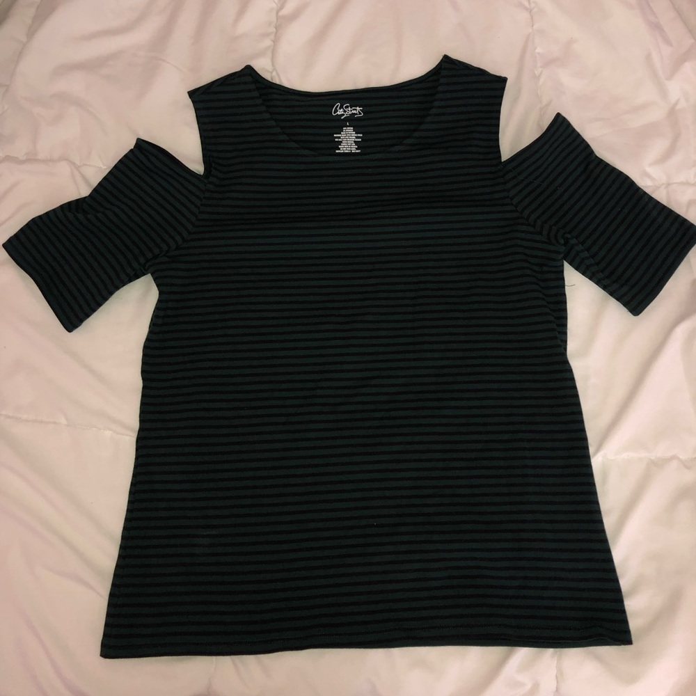 Striped cold shoulder shirt